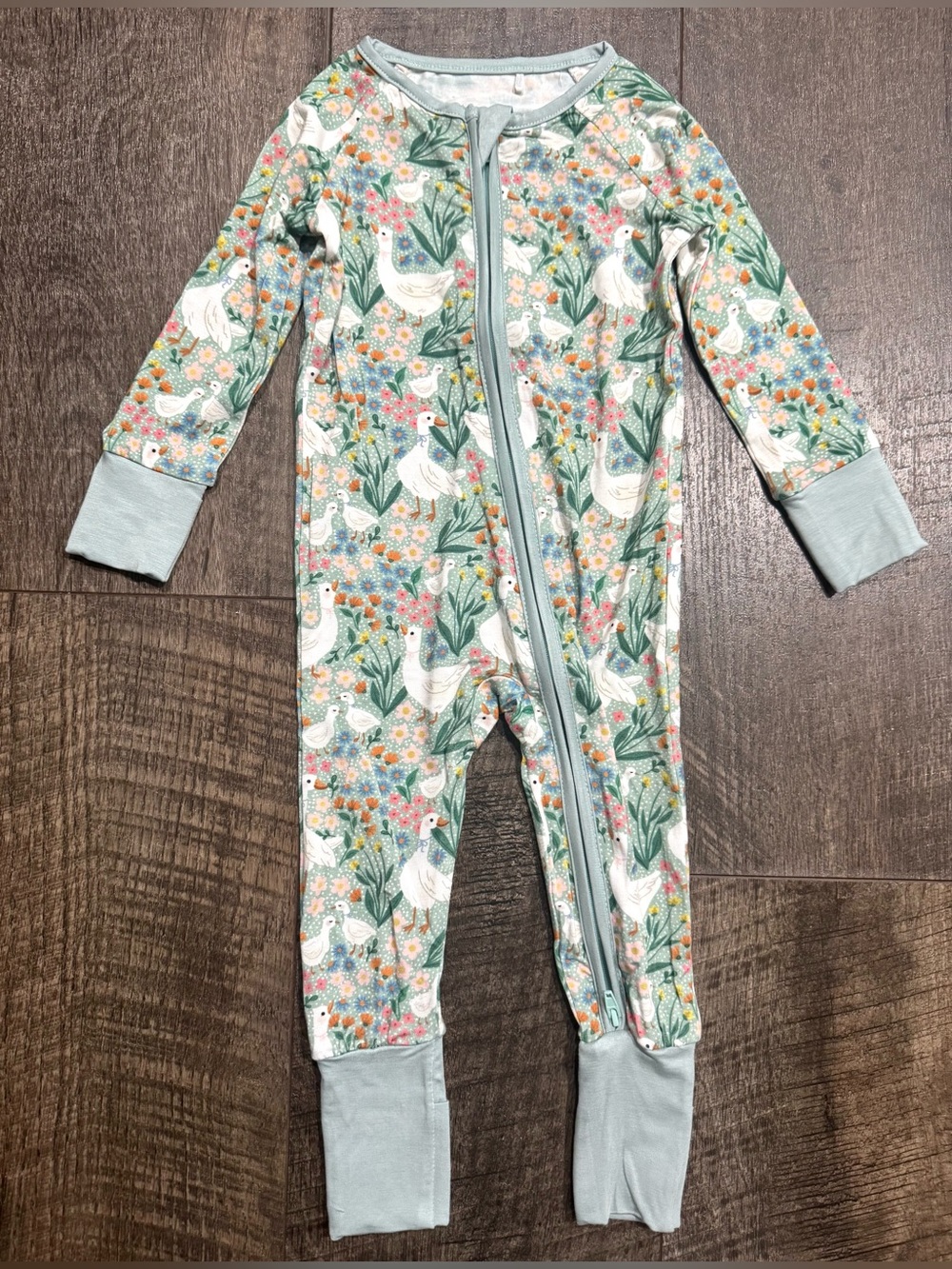 Bamboo Zipper Sleeper Floral Goose Print 6-12 m